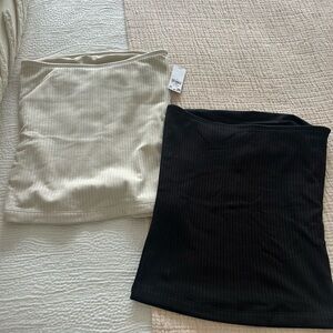 Old Navy Women's Ribbed Tops in Black and Cream